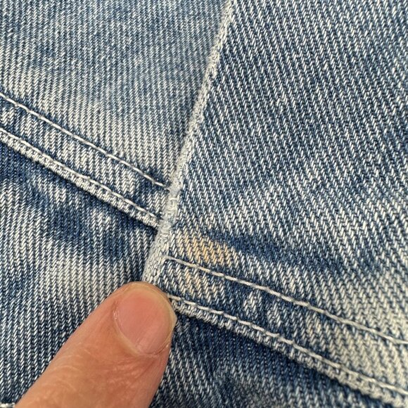 Vintage Denim Vest Sleeveless Jacket Small Blue Cotton NY Jeans Hong Kong Y2K - Picture 7 of 8